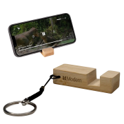 Promotional Bamboo Phone Stand Keyring in Bamboo branded with your logo from Total Merchandise