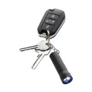 Logo Branded Flash Recycled Aluminium Torch Keyring in Black branded from Total Merchandise