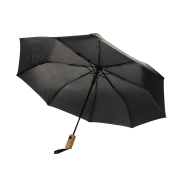Branded rPET Wood Mini Auto Open Umbrella in Black with a design from Total Merchandise