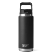 Branded YETI Rambler 26oz Bottle with Straw Cap in Black with a design from Total Merchandise