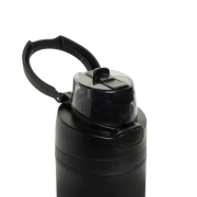 Close up of the Omni Sip Recycled Lockable Bottle in Black from Total Merchandise