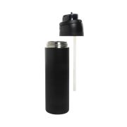 Close up of the Omni Sip Recycled Lockable Bottle in Black from Total Merchandise