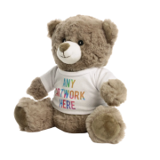20cm Eco Catherine Bear with T-Shirt in Mocha branded with your logo from Total Merchandise