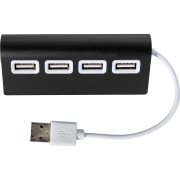 Personalisable Aluminium USB Hub in Black branded with your company logo from Total Merchandise