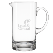 Customisable 1.5ltr Handmade Glass Water Jug in Clear engraved with your logo from Total Merchandise