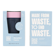 Custom Printed 8oz Circular & Co. Reusable Coffee Cup Made From Recycled Fabric in Dusk Pink