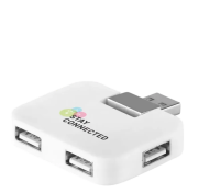 Branded HUB with 4 USB-A Ports in White with a design from Total Merchandise