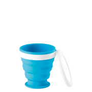 Customisable 250ml Foldable Travel Cup in Light Blue branded with your logo from Total Merchandise
