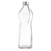 Branded 1Ltr Rippled Aqua Screw Top Bottle with a design from Total Merchandise