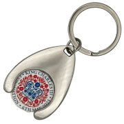 Logo printed Wishbone Printed Metal Trolley Coin Keyring in Silver from Total Merchandise