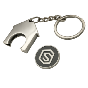 Promotional House Metal Trolley Coin Keyring in Silver with a design from Total Merchandise