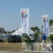 Promotional 4m Single Sided Graphic Wind Dancer Flag Kit in White branded with your company logo