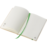 Personalisable Recycled Kraft Notebook in Lime branded with your logo from Total Merchandise