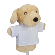 Customised Labrador Puppet in Yellow/White branded with your company logo from Total Merchandise