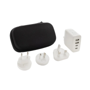 Custom Branded Recycled Plastic Travel Charger with USB-C in White from Total Merchandise