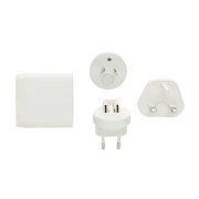 Customisable Recycled Plastic Travel Charger with USB-C in White from Total Merchandise