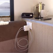 Customisable Recycled Plastic Travel Charger with USB-C in White from Total Merchandise