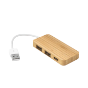 Promotional Bamboo USB Hub with Type-C with a design from Total Merchandise