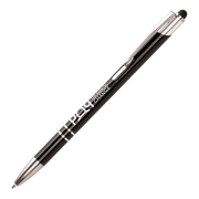 Logo branded Slimline Sleek Stylus Ballpen in Black with a design from Total Merchandise