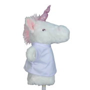 Personalised Unicorn Puppet in White/Pink branded with your company logo from Total Merchandise