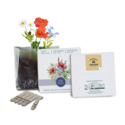 Customised Essentials Letterbox Gardens in White with wildflowers branded with your company logo