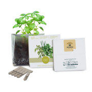 Promotional Essentials Letterbox Gardens in White with mixed herbs branded with your company logo