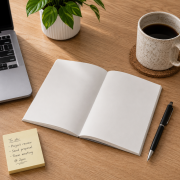 Lifestyle image of the A5 Soft Cover Notebook by Total Merchandise