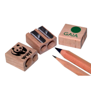 Promotional Sustainable Wood Double Pencil Sarpehner from Total Merchandise