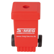 Promotional Recycled Wheelie Bin Pencil Sharpener in Red with a design from Total Merchandise