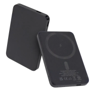 Logo Branded 5000mAh MagSafe Slim Power Bank in Black printed with your logo from Total Merchandise