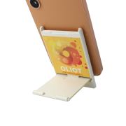 Customisable Recycled Plastic Foldable Phone Stands in White branded with your company logo