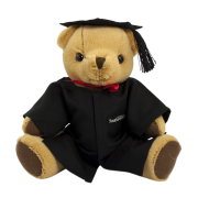 Customisable 25cm Honey Bear with Cap & Gown in Light Brown printed with your company logo