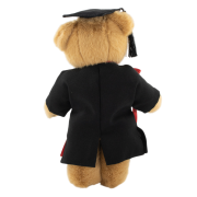 Logo Branded 25cm Honey Bear with Cap & Gown in Light Brown printed with your company logo