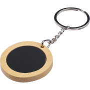 Branded Round Inlay Bamboo Keyrings in Natural/Black branded with your logo from Total Merchandise
