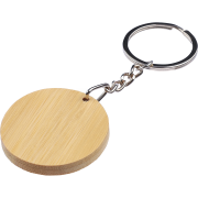 Printed Round Inlay Bamboo Keyrings in Natural/Black branded with your logo from Total Merchandise