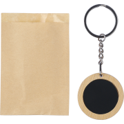 Round Inlay Bamboo Keyrings in Natural/Black branded with your logo from Total Merchandise
