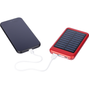 Logo Branded Aluminium 4000mAh Solar Power Bank in Red printed with your logo from Total Merchandise
