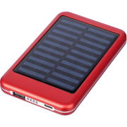 Logo Printed Aluminium 4000mAh Solar Power Bank in Red printed with your logo from Total Merchandise