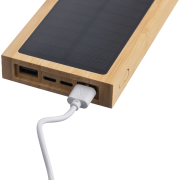 Custom Branded Bamboo Solar Power Bank in Brown branded with your logo from Total Merchandise