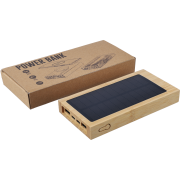 Custom Printed Bamboo Solar Power Bank in Brown branded with your logo from Total Merchandise