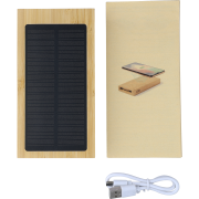 Customisable Bamboo Solar Power Bank in Brown branded with your logo from Total Merchandise