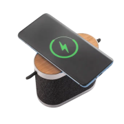 Branded Guetta Wireless Charging Speaker in Dark Grey branded with your logo from Total Merchandise