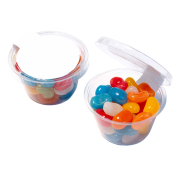 Compostable Sweet Pots Filled with Jelly Beans with a Label Ready for Printing by Total Merchandise
