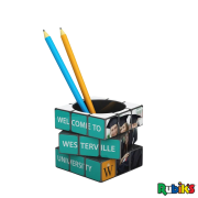 Promotional Rubik's Pen Pot in Black with a design from Total Merchandise