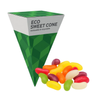 Branded Jelly Beans Eco Sweets Cone Midi Pyramid in White with a design from Total Merchandise