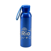 Branded Rio Recycled Metal Bottle in Blue with a design from Total Merchandise