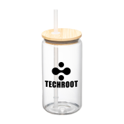 Promotional 500ml  Glass Bamboo Lid Tumbler with a design from Total Merchandise