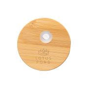 The lid from the 500ml  Glass Bamboo Lid Tumbler from Total Merchandise