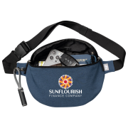 Printed Anti-Theft Hook-Zip Waist Bag in Navy Blue branded with your logo from Total Merchandise