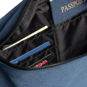 Printed Anti-Theft Hook-Zip Waist Bag in Navy Blue branded with your logo from Total Merchandise